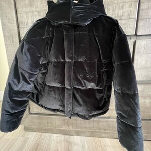 Kappa Women's Black Velvet Puffer Jacket